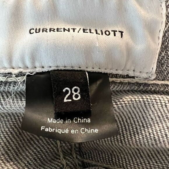 Current /Elliott light gray frayed ankle jeans size 28 rocker Emo, distressed - Picture 4 of 8